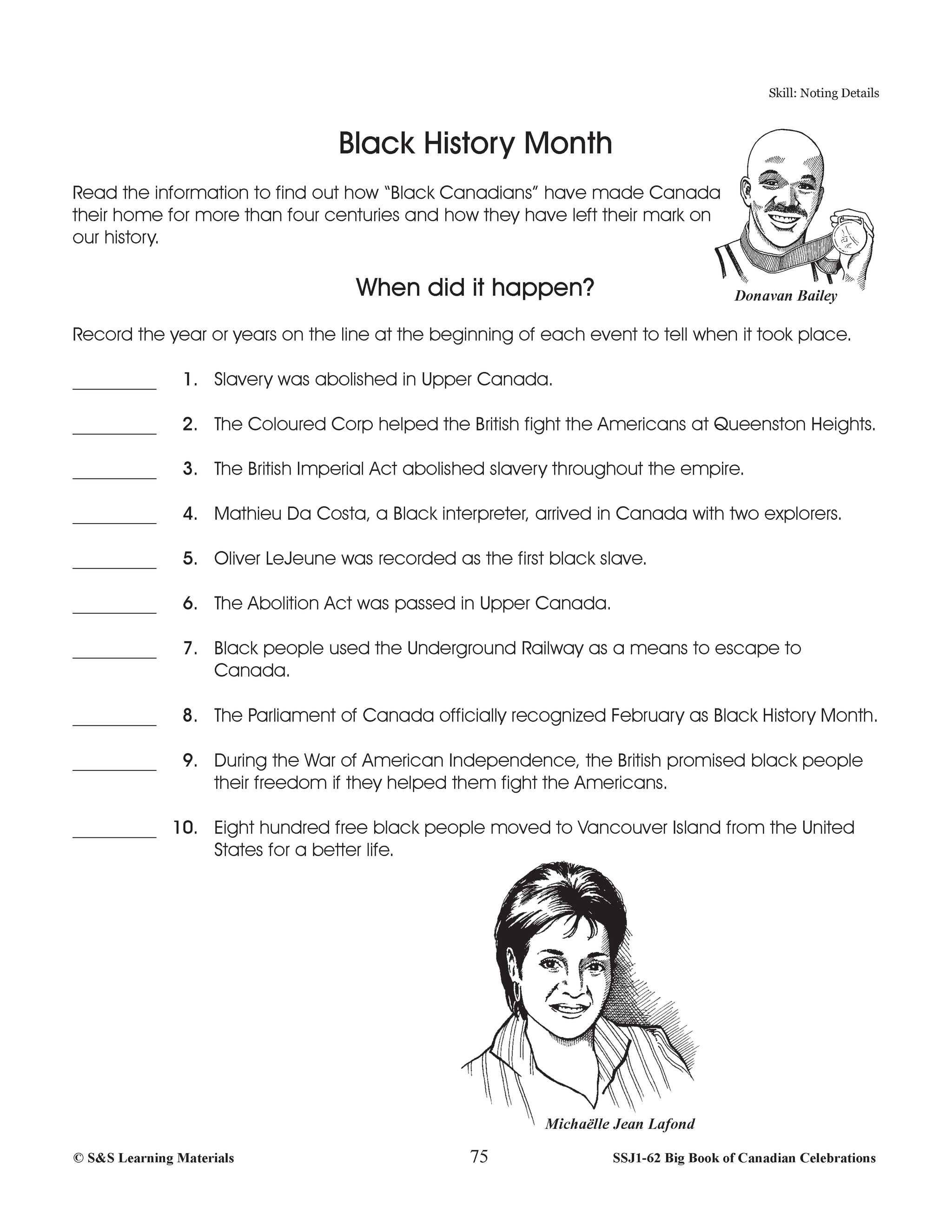 Black History Month Lesson Gr. 4 6