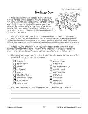 Heritage Day Gr. 4-6 Information and Worksheets