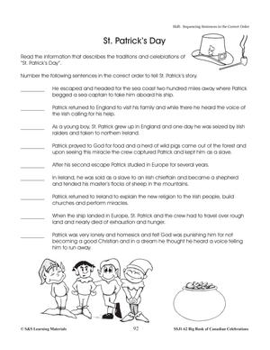 St. Patrick's Day Gr. 4-6 Information & Worksheets