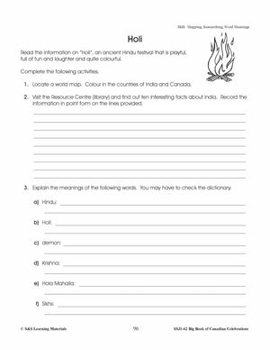 Holi Gr. 4-6 Information and Worksheets