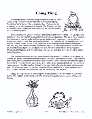 Ching Ming Festival Lesson Gr. 4-6 Information and Worksheets