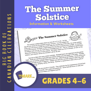The Summer Solstice Gr. 4-6 Reading Activity and Follow-up Worksheet