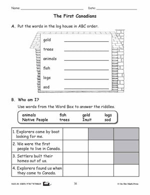 The First Canadians Reading Lesson Gr. 1