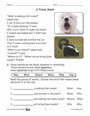A Funny Smell Grammar Lesson Gr. 1 E-Lesson Plan
