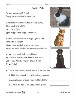 Family Pets Grammar Lesson Gr. 1 E-Lesson Plan