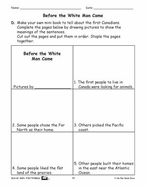 Before the Whiteman Came Reading Activity Grade 2