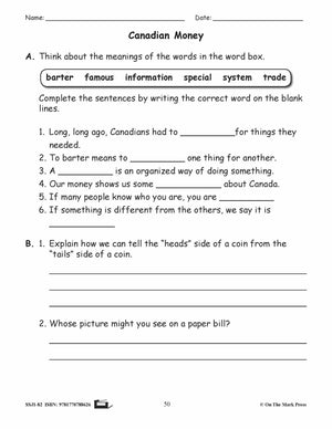 Canadian Money Reading E-Lesson Plan Grade 2