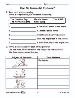 How Did Canada Get Its Name Writing & Grammar E-Lesson Plan Grade 2