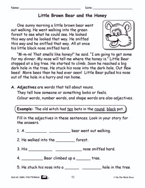 Little Brown Bear and the Honey Writing & Grammar E-Lesson Plan Grade 2