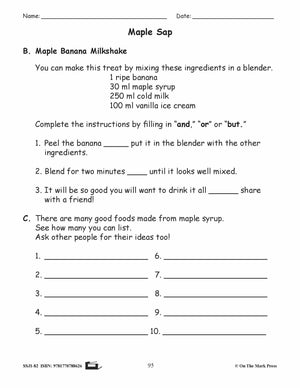 Maple Sap Grammar E-Lesson Plan Grade 2