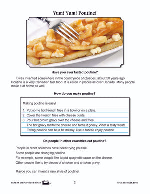 Yum! Yum! Poutine! Reading Story and Worksheets Grade 3