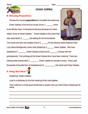 Green Gables Writing & Grammar E-Lesson Plan Grade 3 (prepositions)