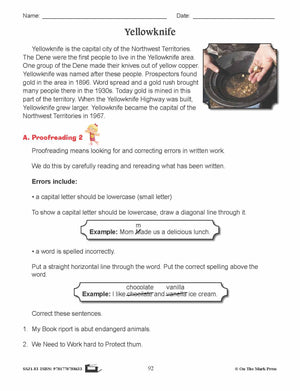 Yellowknife Writing & Grammar E-Lesson Plan Grade 3