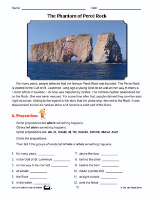 The Phantom Of Perce Rock Writing & Grammar E-Lesson Plan Grade 4