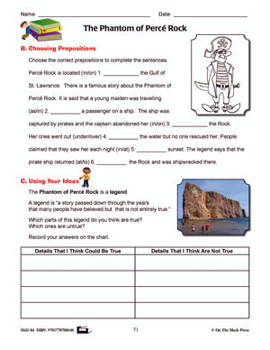 The Phantom Of Perce Rock Writing & Grammar E-Lesson Plan Grade 4