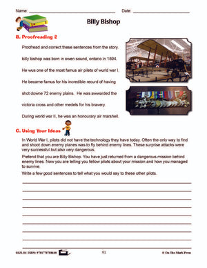 Billy Bishop Writing & Grammar Lesson Gr. 4 E-Lesson Plan