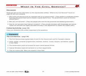 Canadian Government Lesson: What is the Civil Service? Grades 5+