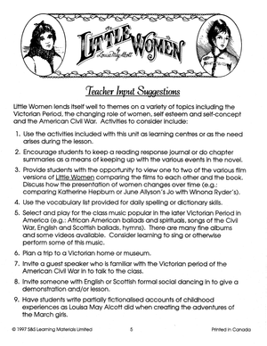 Little Women, by Louisa May Alcott Novel Study Guide Gr. 7-8