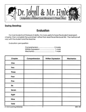 Dr. Jekyll & Mr. Hyde Lit Link/Novel Study Guide Gr. 4-6