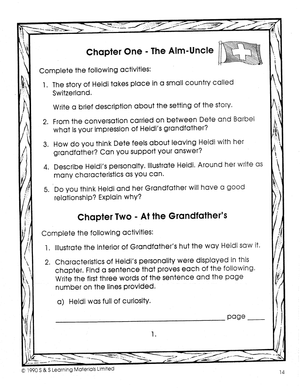 Heidi Lit Link/Novel Study Grades 4-6