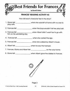 Best Friends For Frances Lit Link/Novel Study Grades 1-3