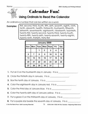 Calendar Activities Grades 1-3