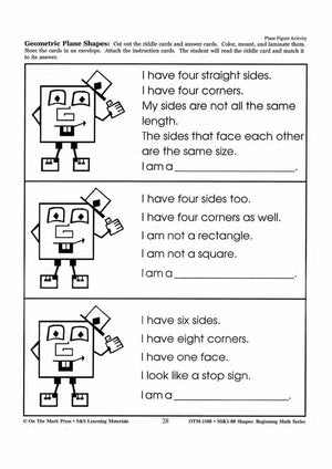 Plane & Solid Figure Activities Grades 1-3