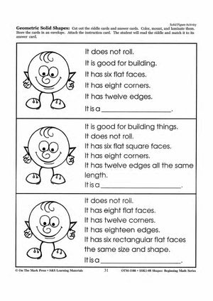 Plane & Solid Figure Activities Grades 1-3