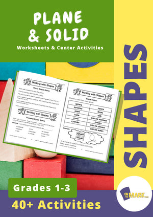 Plane & Solid Worksheets & Center Activities Grades 1-3