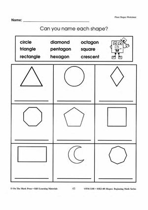 Plane & Solid Worksheets & Center Activities Grades 1-3