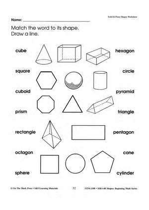 Plane & Solid Worksheets & Center Activities Grades 1-3