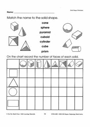 Plane & Solid Worksheets & Center Activities Grades 1-3