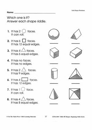 Plane & Solid Worksheets & Center Activities Grades 1-3