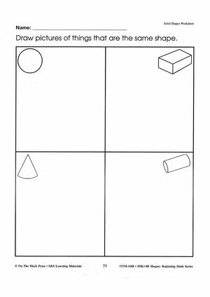 Plane & Solid Worksheets & Center Activities Grades 1-3