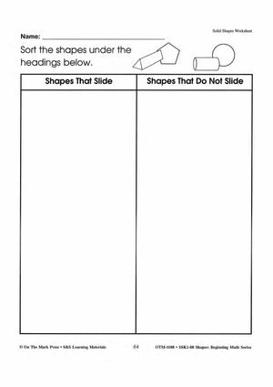 Plane & Solid Worksheets & Center Activities Grades 1-3