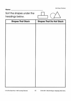Plane & Solid Worksheets & Center Activities Grades 1-3