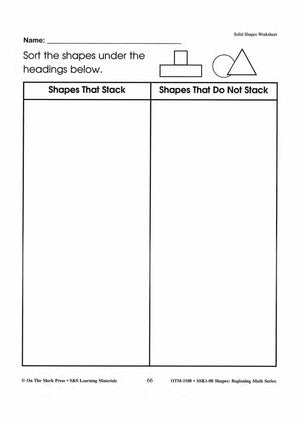 Plane & Solid Worksheets & Center Activities Grades 1-3