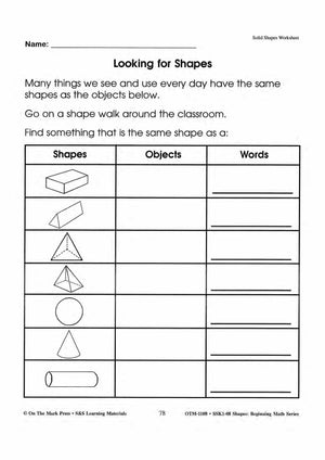 Plane & Solid Worksheets & Center Activities Grades 1-3