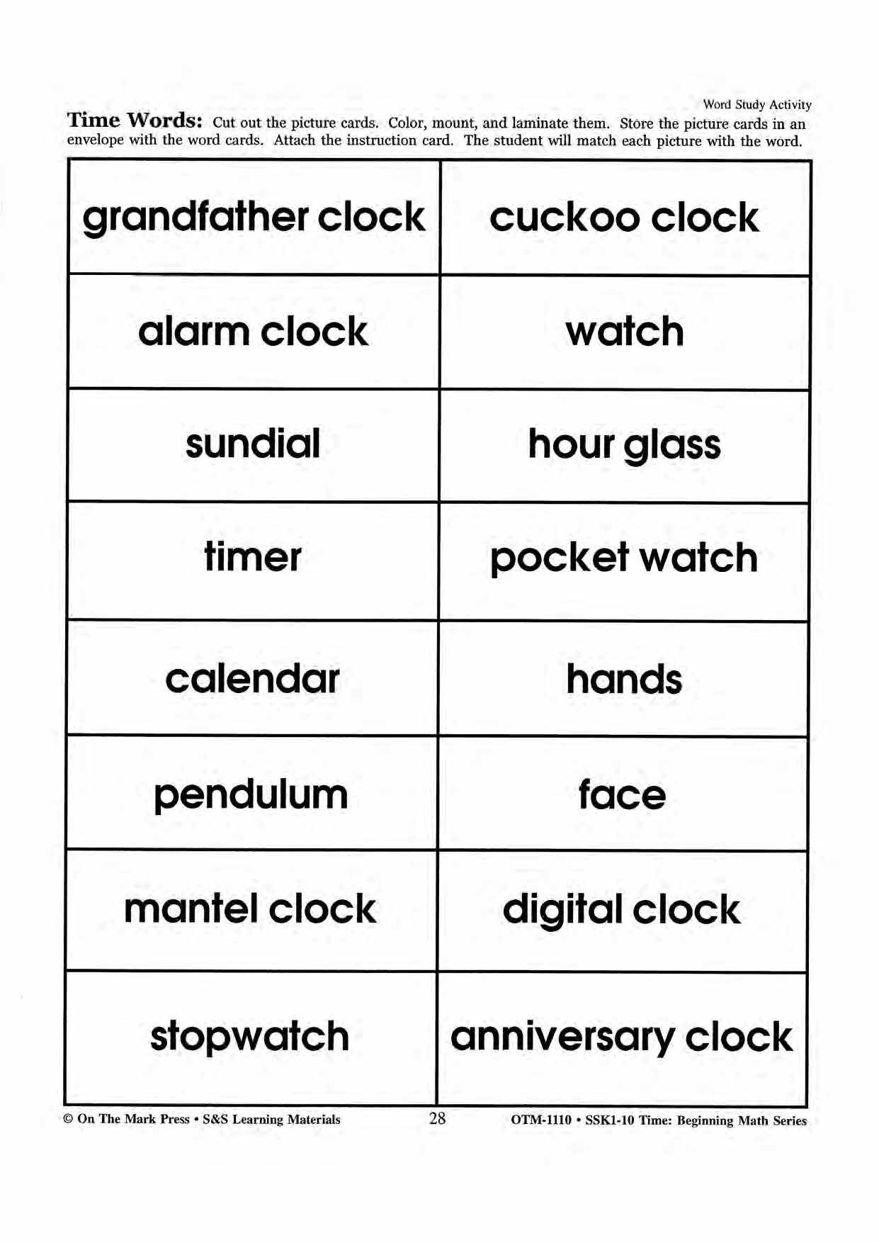 Time. Word Time Word Study Activities Grades 1-3