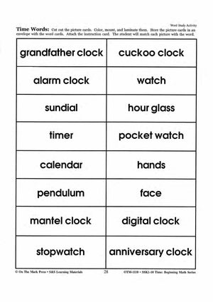 Time Word Study Activities Grades 1-3