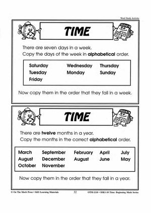 Time Word Study Activities Grades 1-3