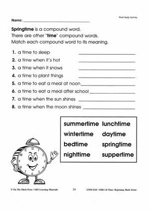 Time Word Study Activities Grades 1-3