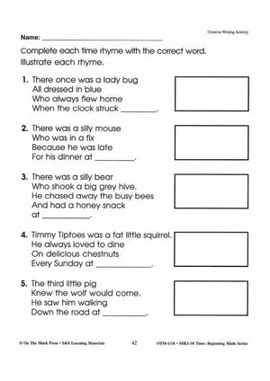 Time Creative Writing Activities Grades 1-3