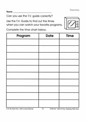 Time Research Activities Grades 1-3