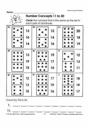 Number Concepts 1-20 Worksheets