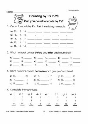 Number Concepts 1-20 Worksheets