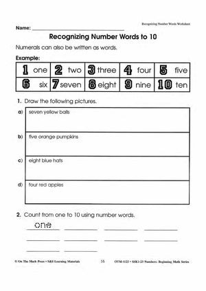 Number Concepts 1-20 Worksheets