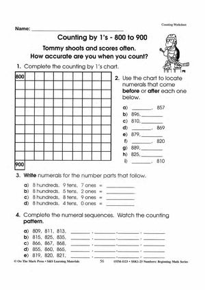 Counting by 1's 100-1000 Worksheets Grades 1-3