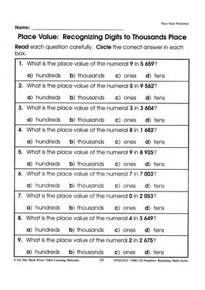 Place Value Worksheets Grades 1-3