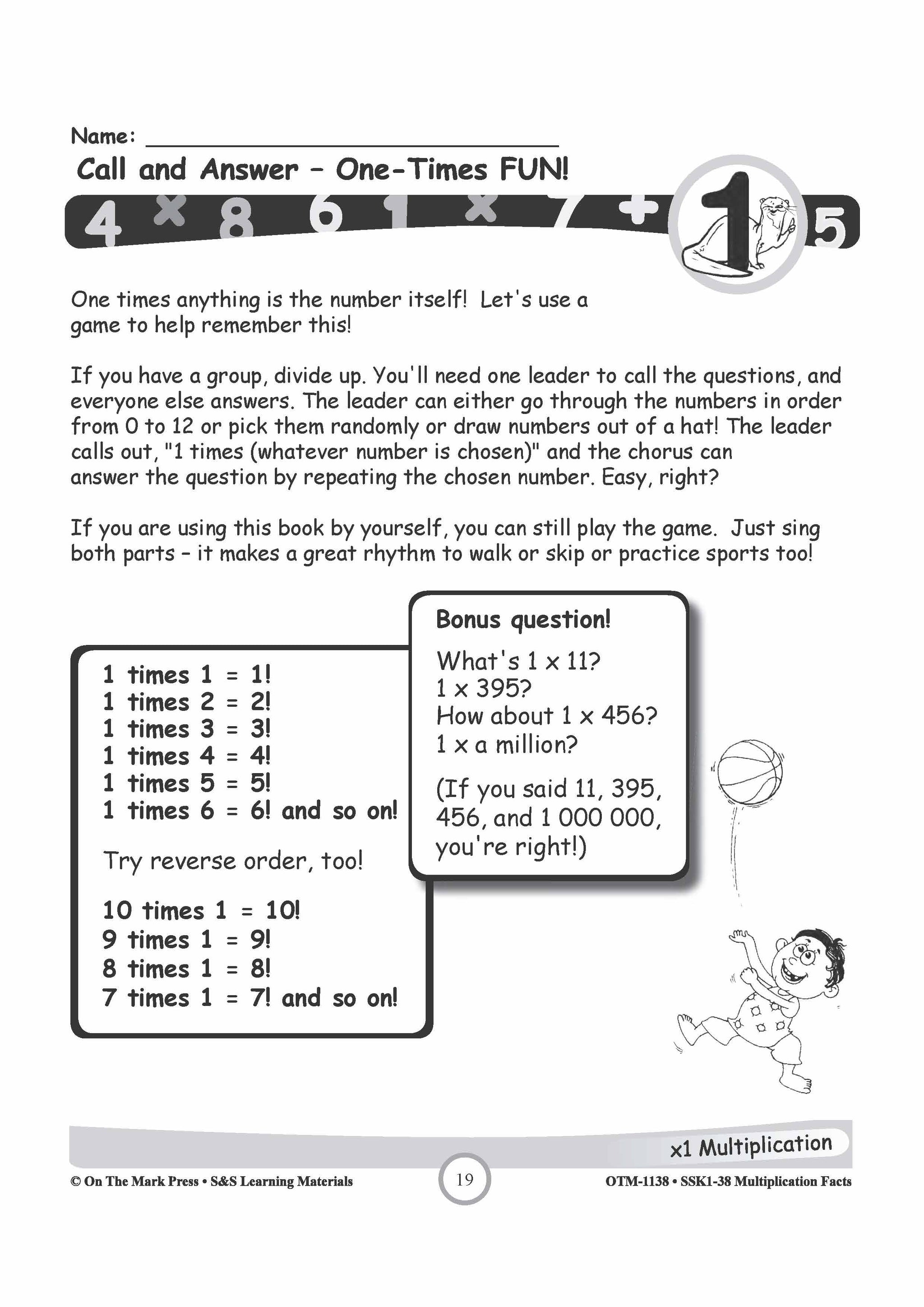 Multiplication Facts 1,2,5, & 10 Worksheets Grades 3-5